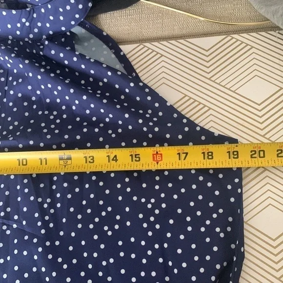 NWT White Dots on Blue Maxi Dress Size L - Picture 7 of 10